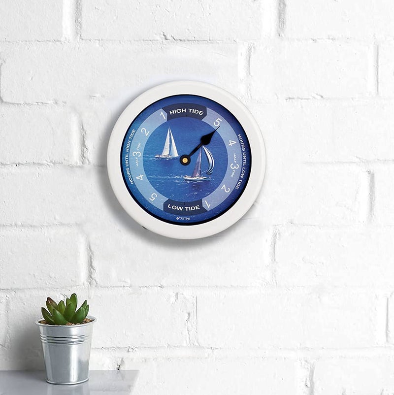 JUSTIME 8.5 Inch Atlantic Tide Clock for East Coast, High Tide Low Tide Clock with Plastic Water Resistant Case, Colorful Graphics Designed Home Wall DÃ©cor (TT024-Yacht White) - Image 5
